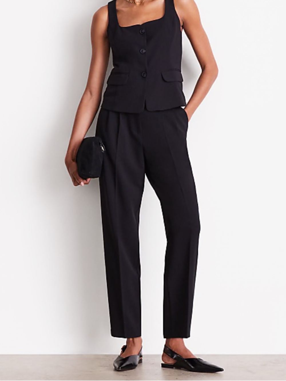 Loft Pleated Crepe Ankle Pants